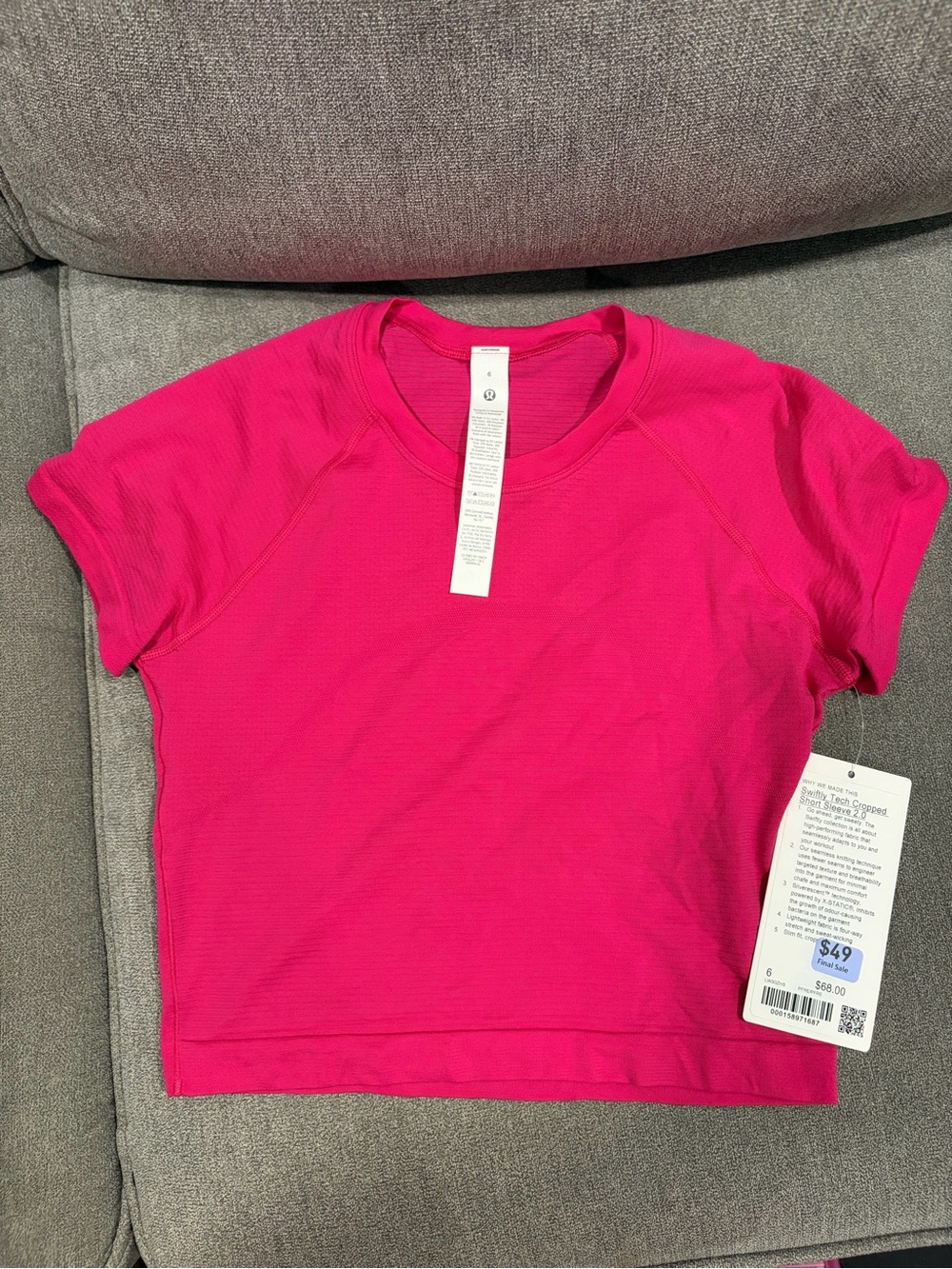 NWT lululemon swiftly cropped women’s size 6 pink flare short sleeve